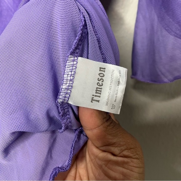 VTG y2k Timeson Women Top Medium Purple Fairy Mesh‎ Whimsical Layered Ethereal - Picture 11 of 11